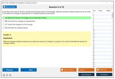 IIBA CCBA Certification of Capability in Business Analysis (CCBA) Practice test exam simulator test engine exam Prep practice test questions answers Image 9