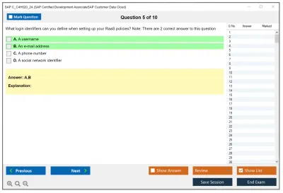 SAP C_C4H620_24 SAP Certified Development AssociateSAP Customer Data Cloud Practice test exam simulator test engine exam Prep practice test questions answers Image 5