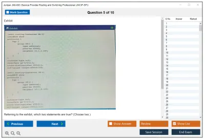 Juniper JN0-663 Service Provider Routing and Switching Professional (JNCIP-SP) Practice test exam simulator test engine exam Prep practice test questions answers Image 5