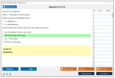 Oracle 1z0-809 Java SE 8 Programmer II Practice test exam simulator test engine exam Prep practice test questions answers Image 13