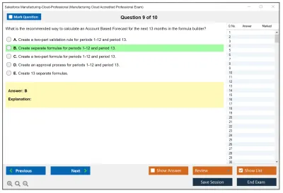 Salesforce Manufacturing-Cloud-Professional Manufacturing Cloud Accredited Professional Practice test exam simulator test engine exam Prep practice test questions answers Image 9
