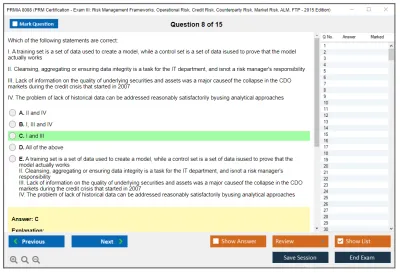PRMIA 8008 PRM Certification - Exam III: Risk Management Frameworks, Operational Risk, Credit Risk, Counterparty Risk, Market Risk, ALM, FTP - 2015 Edition Practice test exam simulator test engine exam Prep practice test questions answers Image 8