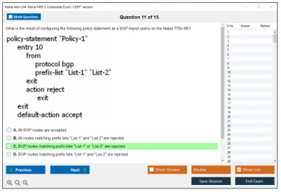 Nokia 4A0-C04 Nokia NRS II Composite Exam: OSPF version Practice test exam simulator test engine exam Prep practice test questions answers Image 11