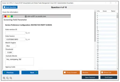 Oracle 1z0-1079-21 Oracle SCM Transportation and Global Trade Management Cloud 2021 Implementation Essentials Practice test exam simulator test engine exam Prep practice test questions answers Image 4