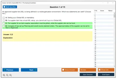 Oracle 1z0-520 Oracle EBS R12.1 Purchasing Essentials Practice test exam simulator test engine exam Prep practice test questions answers Image 1