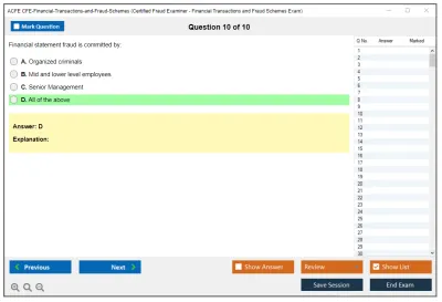 ACFE CFE-Financial-Transactions-and-Fraud-Schemes Certified Fraud Examiner - Financial Transactions and Fraud Schemes Exam Practice test exam simulator test engine exam Prep practice test questions answers Image 10
