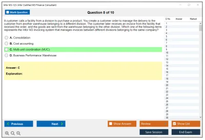 Infor M3-123 Infor Certified M3 Finance Consultant Practice test exam simulator test engine exam Prep practice test questions answers Image 8