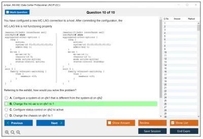 Juniper JN0-682 Data Center Professional (JNCIP-DC) Practice test exam simulator test engine exam Prep practice test questions answers Image 10