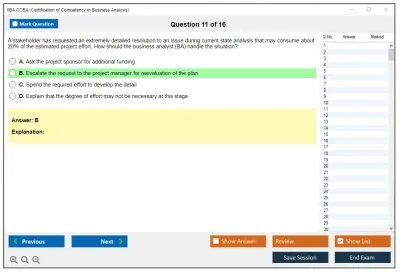 IIBA CCBA Certification of Capability in Business Analysis (CCBA) Practice test exam simulator test engine exam Prep practice test questions answers Image 11