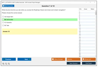 SAP C_ACTIVATE12 SAP Certified Associate - SAP Activate Project Manager Practice test exam simulator test engine exam Prep practice test questions answers Image 7