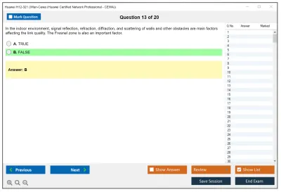 Huawei H12-321 Wlan-Cewa (Huawei Certified Network Professional - CEWA) Practice test exam simulator test engine exam Prep practice test questions answers Image 13