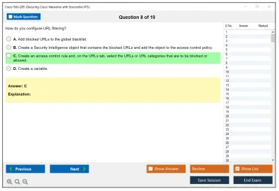 Cisco 500-285 Securing Cisco Networks with Sourcefire IPS Practice test exam simulator test engine exam Prep practice test questions answers Image 8