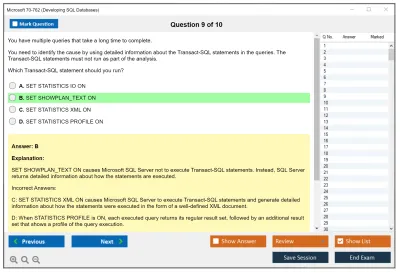 Microsoft 70-762 Developing SQL Databases Practice test exam simulator test engine exam Prep practice test questions answers Image 9