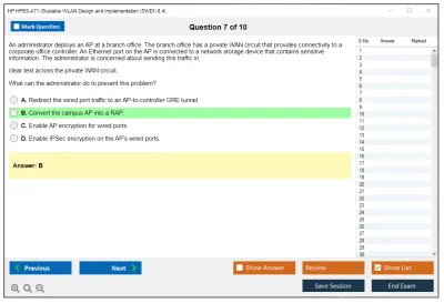 HP HPE6-A71 Aruba Certified Mobility Professional Exam Practice test exam simulator test engine exam Prep practice test questions answers Image 7