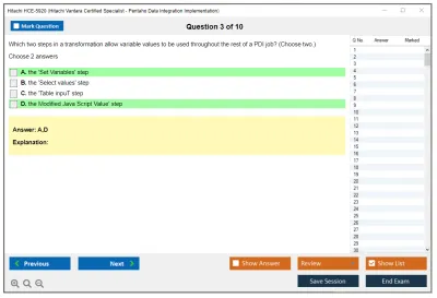Hitachi HCE-5920 Hitachi Vantara Certified Specialist - Pentaho Data Integration Implementation Practice test exam simulator test engine exam Prep practice test questions answers Image 3
