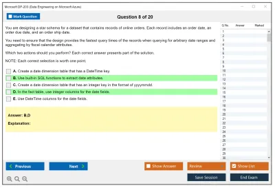 Microsoft DP-203 Data Engineering on Microsoft Azure Practice test exam simulator test engine exam Prep practice test questions answers Image 8