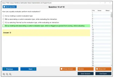 Avaya 7765X Avaya Workforce Optimization Select Implementation and Support Exam Practice test exam simulator test engine exam Prep practice test questions answers Image 10