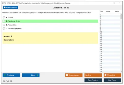 SAP C_ARCIG_2302 SAP Certified Application AssociateSAP Ariba Integration with Cloud Integration Gateway Practice test exam simulator test engine exam Prep practice test questions answers Image 7