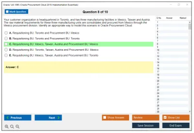 Oracle 1z0-1065 Oracle Procurement Cloud 2019 Implementation Essentials Practice test exam simulator test engine exam Prep practice test questions answers Image 8