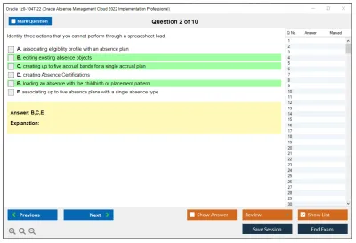 Oracle 1z0-1047-22 Oracle Absence Management Cloud 2022 Implementation Professional Practice test exam simulator test engine exam Prep practice test questions answers Image 2