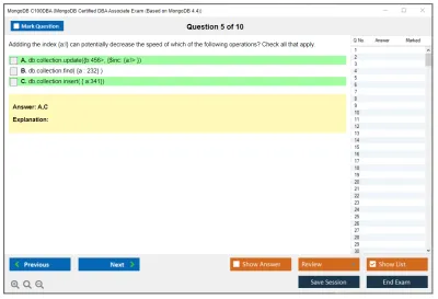 MongoDB C100DBA MongoDB Certified DBA Associate Exam (Based on MongoDB 4.4) Practice test exam simulator test engine exam Prep practice test questions answers Image 5