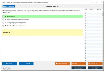SAP C_C4H620_94 SAP Certified Development Associate - SAP Customer Data Cloud Practice test exam simulator test engine exam Prep practice test questions answers Image 6