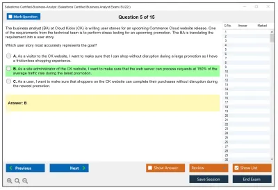 Salesforce Certified-Business-Analyst Salesforce Certified Business Analyst Practice test exam simulator test engine exam Prep practice test questions answers Image 5