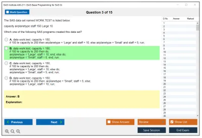 SAS Institute A00-211 SAS Base Programming for SAS 9 Practice test exam simulator test engine exam Prep practice test questions answers Image 3