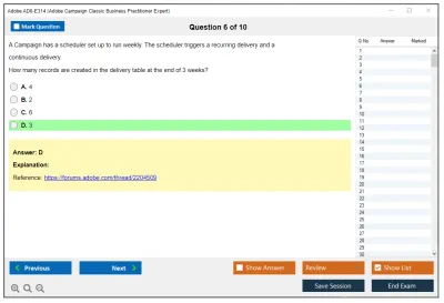Adobe AD0-E314 Adobe Campaign Classic Business Practitioner Expert Practice test exam simulator test engine exam Prep practice test questions answers Image 6