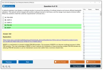 Cisco 300-420 Designing Cisco Enterprise Networks (ENSLD) Practice test exam simulator test engine exam Prep practice test questions answers Image 6