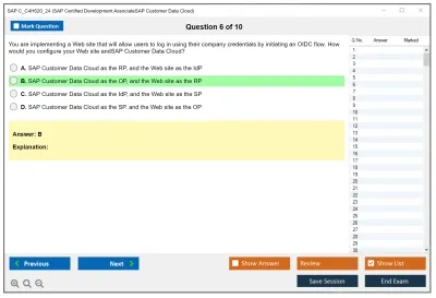 SAP C_C4H620_24 SAP Certified Development AssociateSAP Customer Data Cloud Practice test exam simulator test engine exam Prep practice test questions answers Image 6