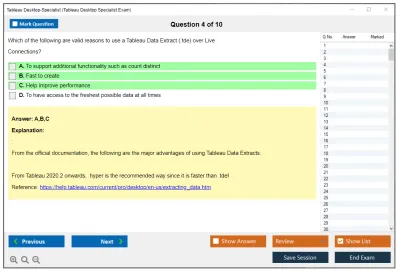 Tableau Desktop-Specialist Tableau Desktop Specialist Exam Practice test exam simulator test engine exam Prep practice test questions answers Image 4