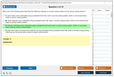 IMA CMA-Financial-Planning-Performance-and-Analytics CMA Part 1: Financial Planning - Performance and Analytics Exam Practice test exam simulator test engine exam Prep practice test questions answers Image 3