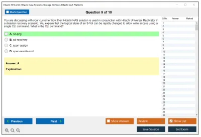 Hitachi HH0-450 Hitachi Data Systems Storage Architect-Hitachi NAS Platform Practice test exam simulator test engine exam Prep practice test questions answers Image 9