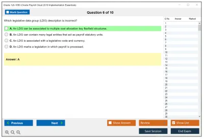 Oracle 1z0-1050 Oracle Payroll Cloud 2019 Implementation Essentials Practice test exam simulator test engine exam Prep practice test questions answers Image 6