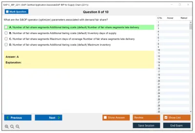 SAP C_IBP_2211 SAP Certified Application AssociateSAP IBP for Supply Chain (2211) Practice test exam simulator test engine exam Prep practice test questions answers Image 8