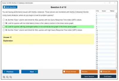 Oracle 1z0-908 MySQL 8.0 Database Administrator Practice test exam simulator test engine exam Prep practice test questions answers Image 6