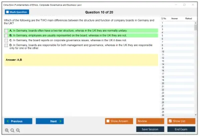 Cima BA4 Fundamentals of Ethics, Corporate Governance and Business Law Practice test exam simulator test engine exam Prep practice test questions answers Image 10