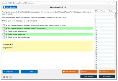 Microsoft MS-300 Deploying Microsoft 365 Teamwork Practice test exam simulator test engine exam Prep practice test questions answers Image 8