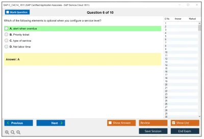 SAP C_C4C14_1811 SAP Certified Application Associate - SAP Service Cloud 1811 Practice test exam simulator test engine exam Prep practice test questions answers Image 6