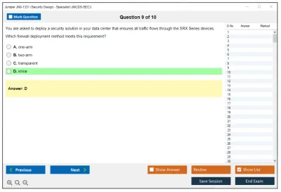 Juniper JN0-1331 Security Design - Specialist (JNCDS-SEC) Practice test exam simulator test engine exam Prep practice test questions answers Image 9