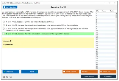 Veritas VCS-322 Administration of Veritas Enterprise Vault 12.x Practice test exam simulator test engine exam Prep practice test questions answers Image 6