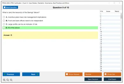 PRMIA 8004 PRM Certification - Exam IV: Case Studies; Standards: Governance, Best Practices and Ethics Practice test exam simulator test engine exam Prep practice test questions answers Image 9