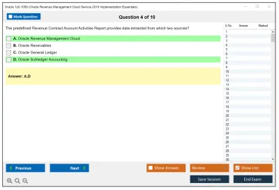 Oracle 1z0-1059 Oracle Revenue Management Cloud Service 2019 Implementation Essentials Practice test exam simulator test engine exam Prep practice test questions answers Image 4