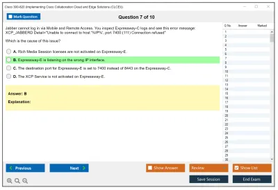 Cisco 300-820 Implementing Cisco Collaboration Cloud and Edge Solutions (300-820 CLCEI) Practice test exam simulator test engine exam Prep practice test questions answers Image 7