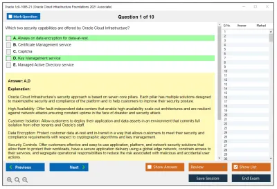 Oracle 1z0-1085-21 Oracle Cloud Infrastructure Foundations 2021 Associate Practice test exam simulator test engine exam Prep practice test questions answers Image 1