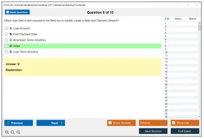 nCino 201-Commercial-Banking-Functional SalesforcenCino 201 Commercial Banking Functional Exam Practice test exam simulator test engine exam Prep practice test questions answers Image 8