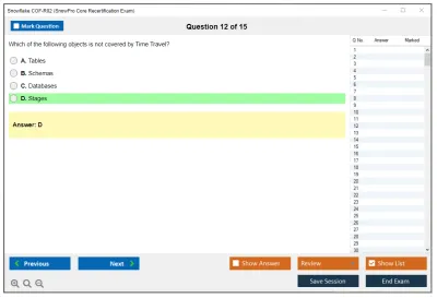 Snowflake COF-R02 SnowPro Core Recertification Exam Practice test exam simulator test engine exam Prep practice test questions answers Image 12
