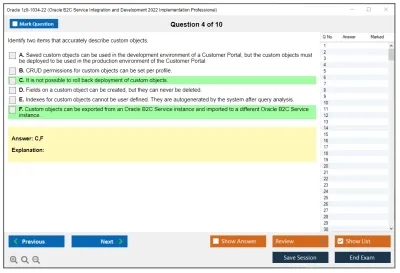 Oracle 1z0-1034-22 Oracle B2C Service Integration and Development 2022 Implementation Professional Practice test exam simulator test engine exam Prep practice test questions answers Image 4