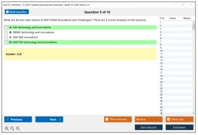 SAP E_HANAAW_14 SAP Certified Development Specialist - ABAP for SAP HANA 2.0 Practice test exam simulator test engine exam Prep practice test questions answers Image 5
